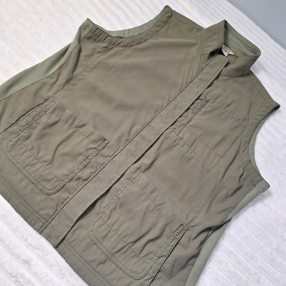Duluth Gardening Utility Full Zip Vest Womens XL Olive Green Pockets Lightweight